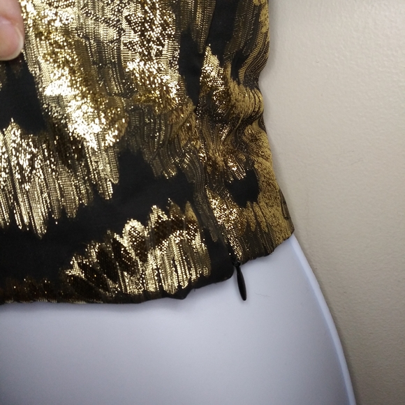 Zara Black & Gold Lame´ Puffed Sleeve Special Occasion Cropped Top - Picture 7 of 15